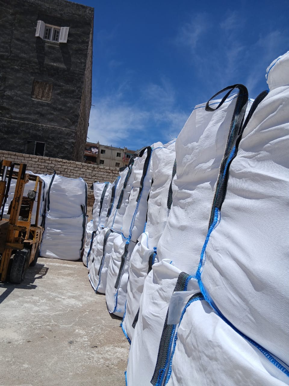 Bulk bags closeup in yard