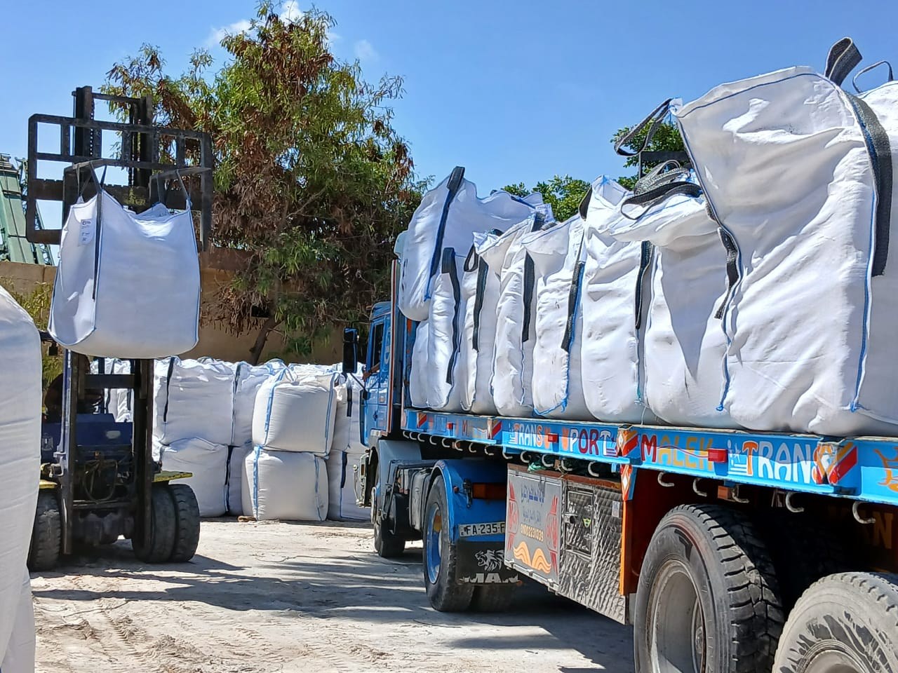 Forklift loading bulk bags for dispatch